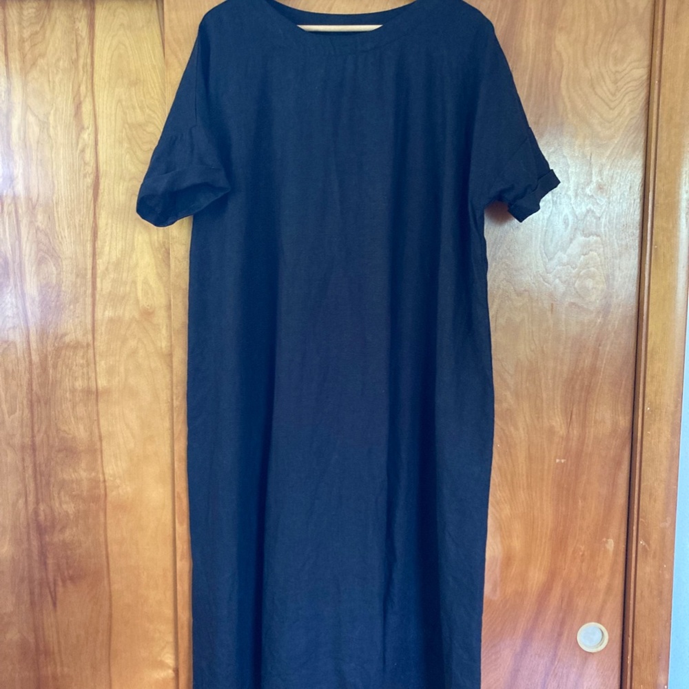 NPL Rennes Oversized Linen Dress in Deepest Black, One Size, Excellent Condition